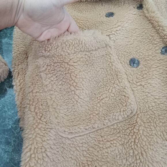 Wild Fable Tan Teddy Coat Size L New NWT buttons Pockets Cozy Warm Mob Sherpa - Picture 15 of 16